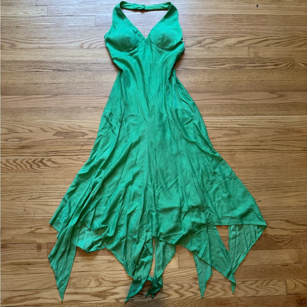 Elegant Green Halter Dress